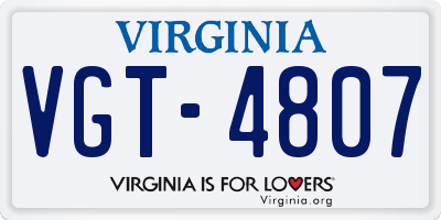 VA license plate VGT4807