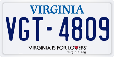 VA license plate VGT4809