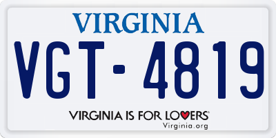 VA license plate VGT4819
