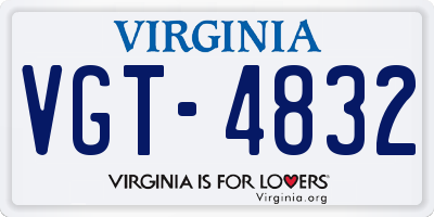 VA license plate VGT4832