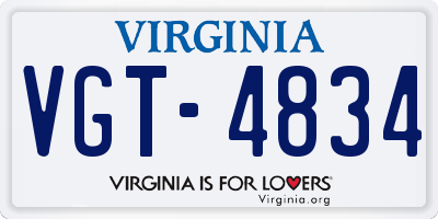 VA license plate VGT4834