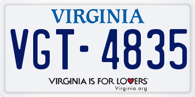 VA license plate VGT4835