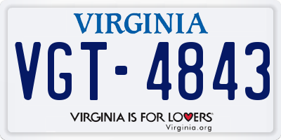 VA license plate VGT4843