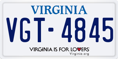 VA license plate VGT4845