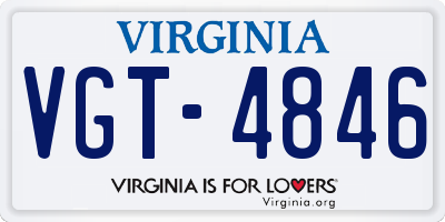 VA license plate VGT4846