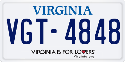 VA license plate VGT4848