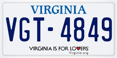 VA license plate VGT4849
