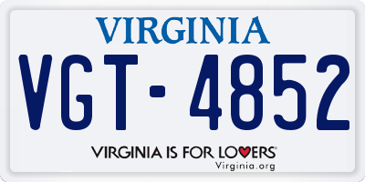 VA license plate VGT4852