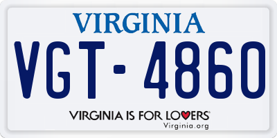 VA license plate VGT4860
