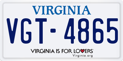 VA license plate VGT4865