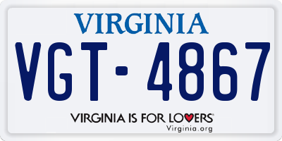 VA license plate VGT4867