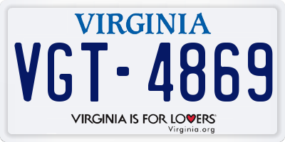VA license plate VGT4869