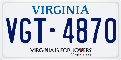 VA license plate VGT4870