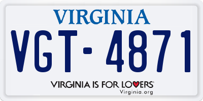 VA license plate VGT4871