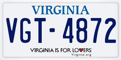 VA license plate VGT4872