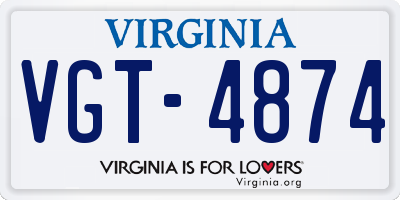 VA license plate VGT4874
