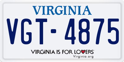 VA license plate VGT4875
