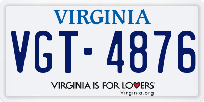 VA license plate VGT4876