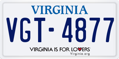 VA license plate VGT4877