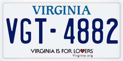 VA license plate VGT4882