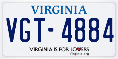VA license plate VGT4884