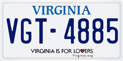 VA license plate VGT4885