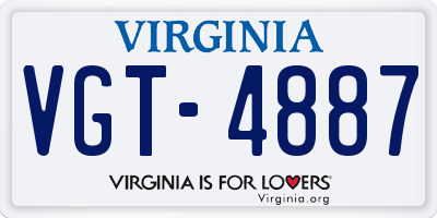 VA license plate VGT4887