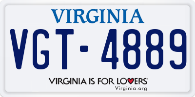 VA license plate VGT4889