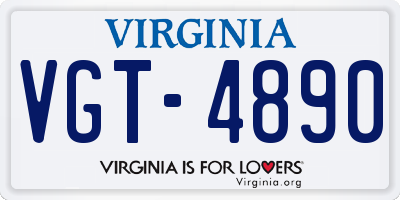 VA license plate VGT4890