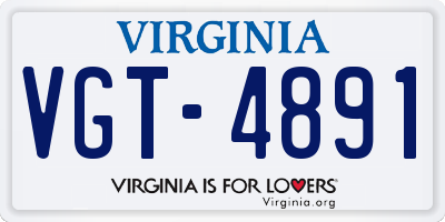 VA license plate VGT4891