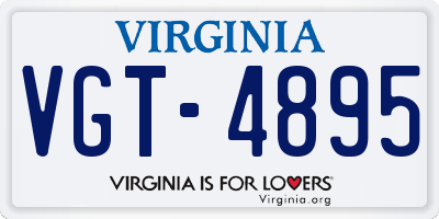 VA license plate VGT4895