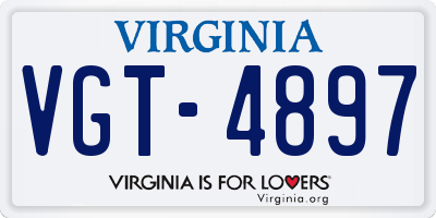 VA license plate VGT4897
