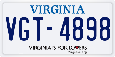 VA license plate VGT4898