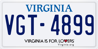 VA license plate VGT4899