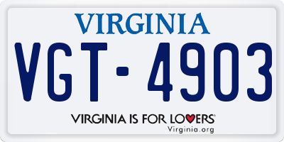 VA license plate VGT4903
