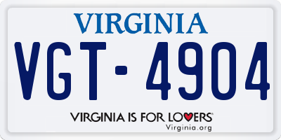 VA license plate VGT4904