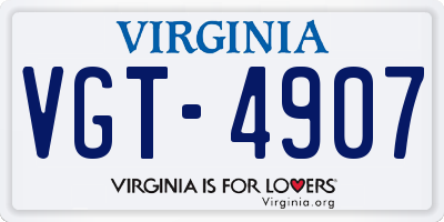 VA license plate VGT4907