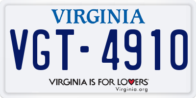 VA license plate VGT4910