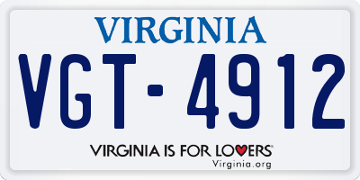 VA license plate VGT4912
