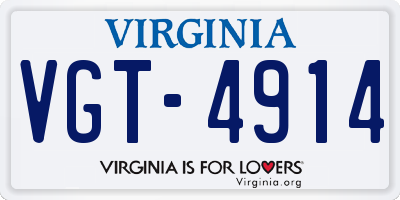 VA license plate VGT4914