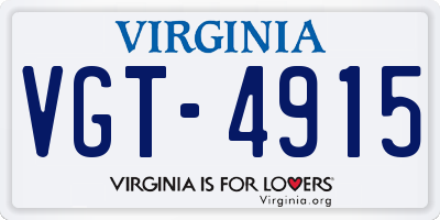 VA license plate VGT4915