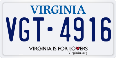 VA license plate VGT4916
