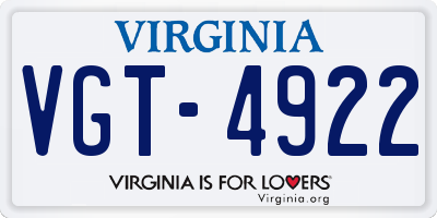 VA license plate VGT4922