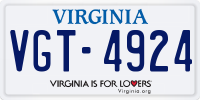 VA license plate VGT4924