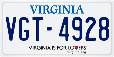 VA license plate VGT4928