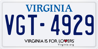 VA license plate VGT4929