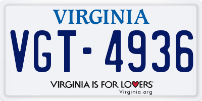 VA license plate VGT4936
