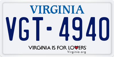 VA license plate VGT4940