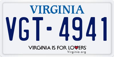 VA license plate VGT4941
