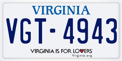 VA license plate VGT4943
